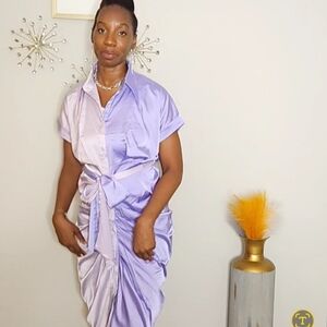 Color Block Purple and Lilac Shirt Dress